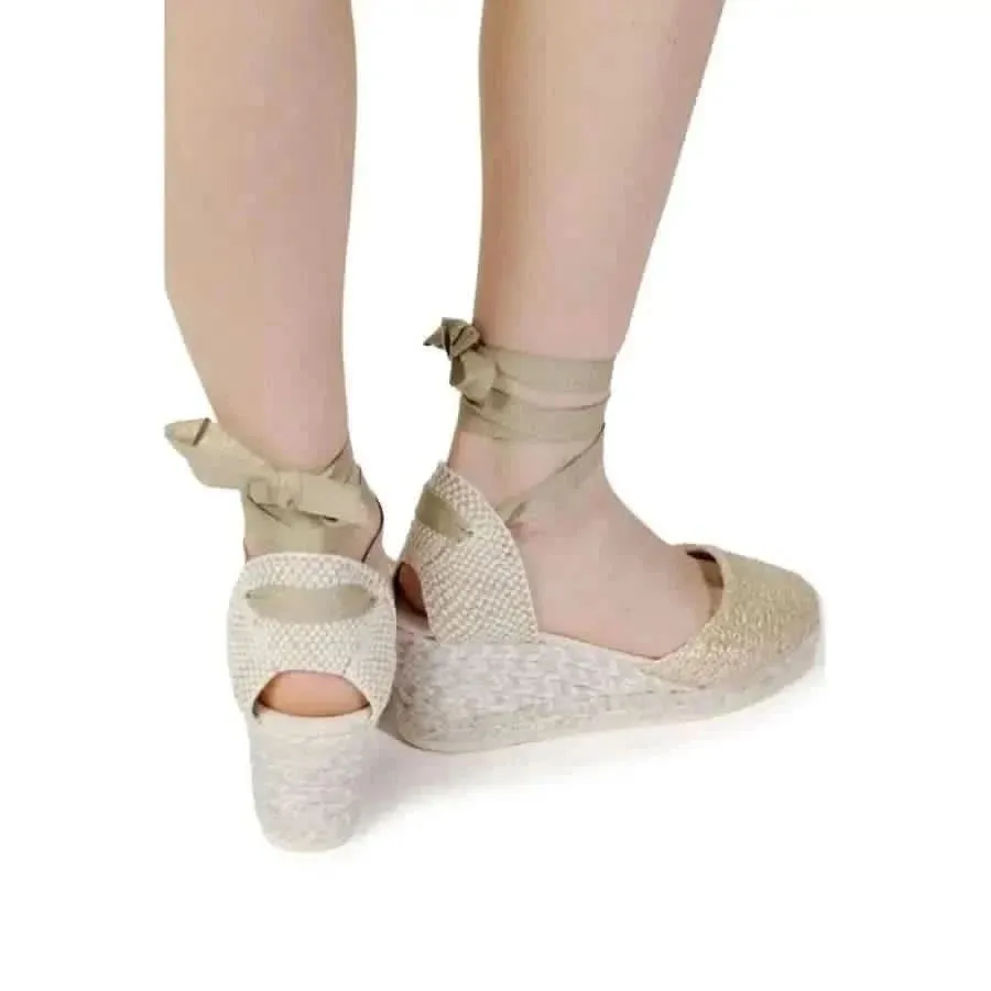 Gold Espadrilles Sandals for Women Size 4 Cotton Material