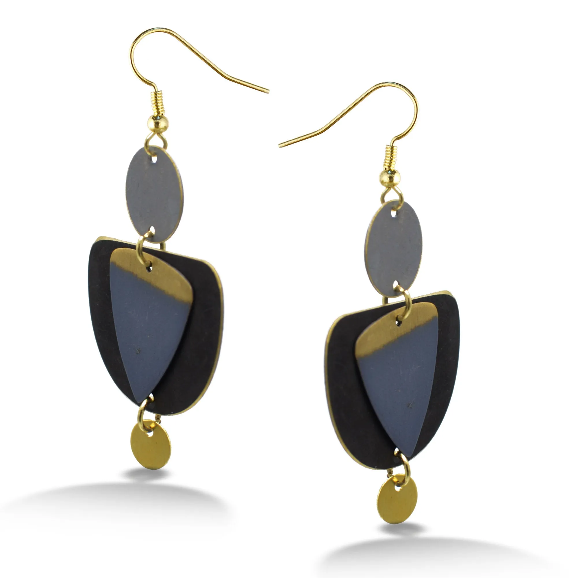 GOLD GRAY PATINA DROP EARRINGS #ER55670GREY(BF6)