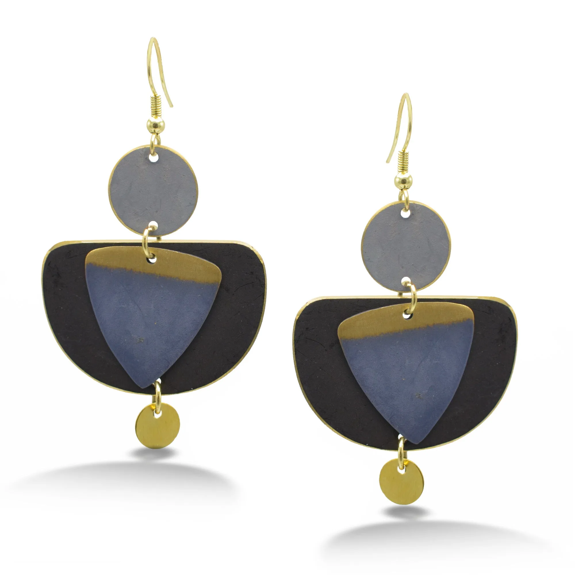 GOLD GRAY PATINA DROP EARRINGS #ER55670GREY(BF6)