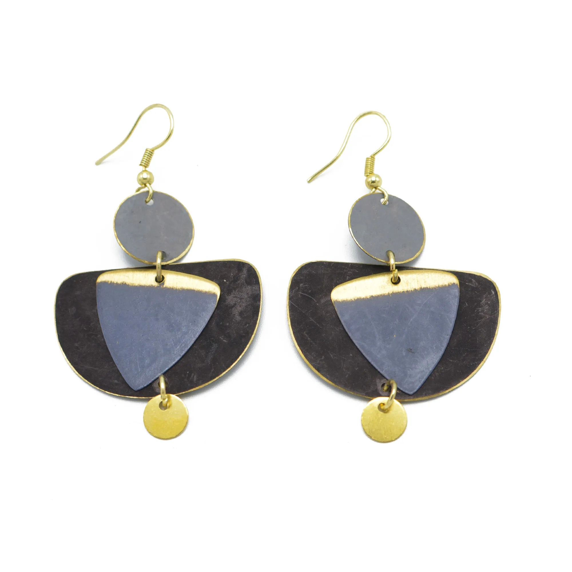 GOLD GRAY PATINA DROP EARRINGS #ER55670GREY(BF6)