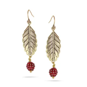 GOLD LEAF CRTSTAL DROP EARRINGS #282RD3401 (7D3/6E3)