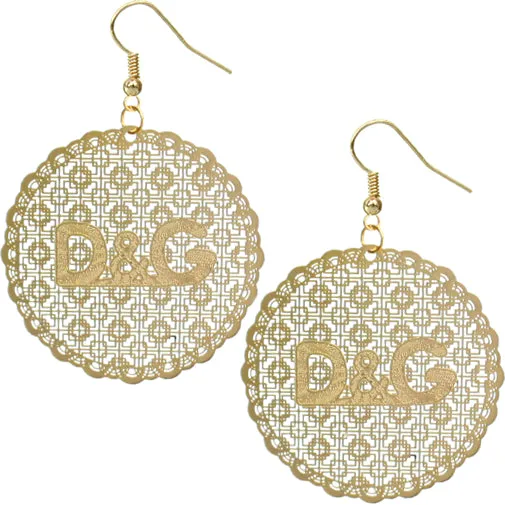 Gold Letter Filigree Drop Earrings