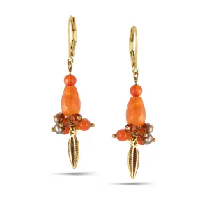GOLD ORANGE DROP EARRINGS #194RD3201 (4A4/4B1)