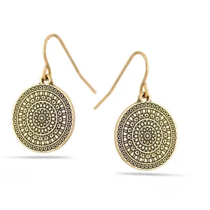 GOLD ROUND DROP EARRINGS #HNE89029GLD (SE10)