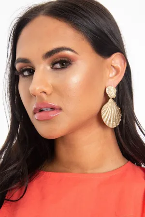 Gold Shell Detail Drop Earrings - Esty