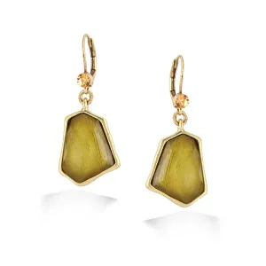 GOLD STONE CHAMPAGNE CRYSTAL DROP EARRINGS #251BR3601 (1B18/1A15)