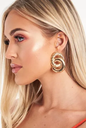 Gold Twisted Interlock Drop Earrings - Lynnea