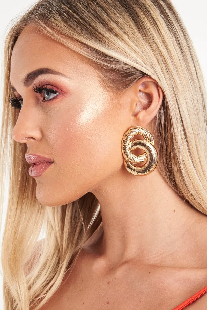 Gold Twisted Interlock Drop Earrings - Lynnea