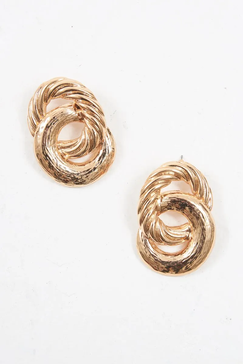 Gold Twisted Interlock Drop Earrings - Lynnea