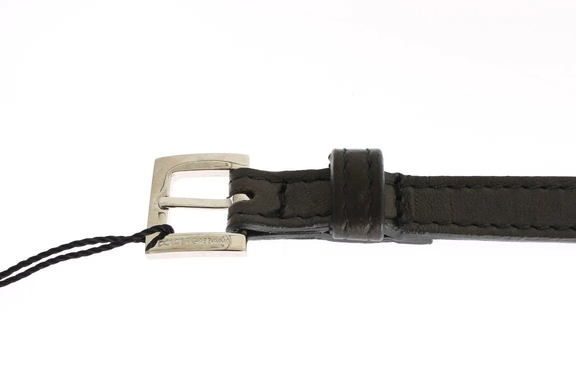 Gray leather belt