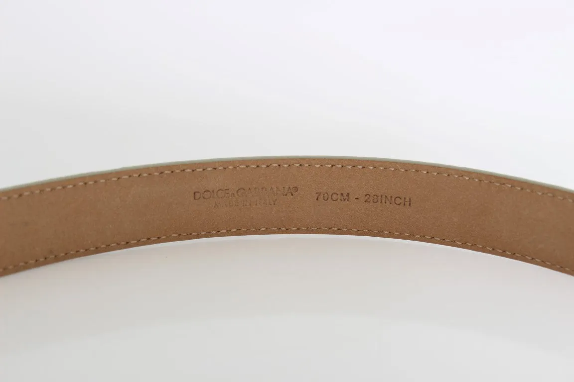 Gray Leather Gold Buckle Belt