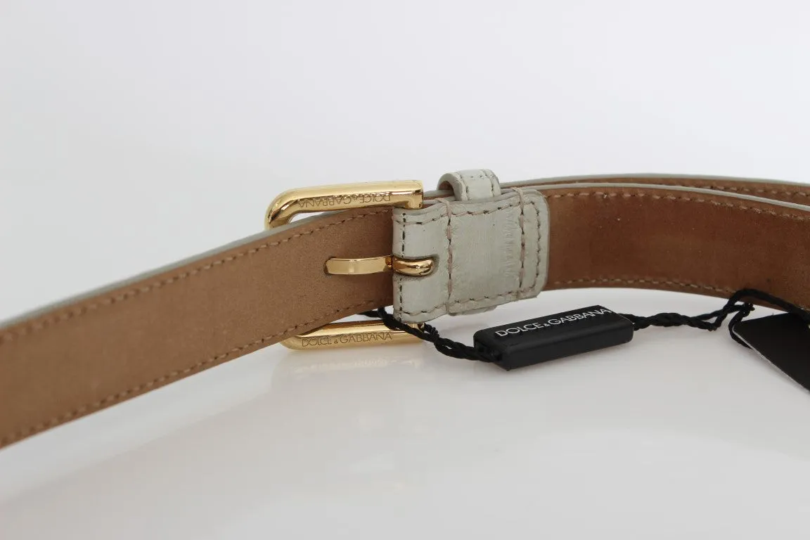 Gray Leather Gold Buckle Belt