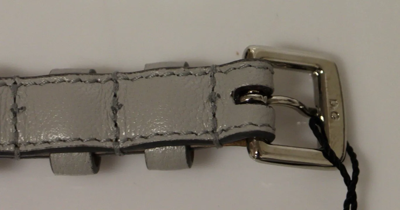 Gray Leather Logo Belt