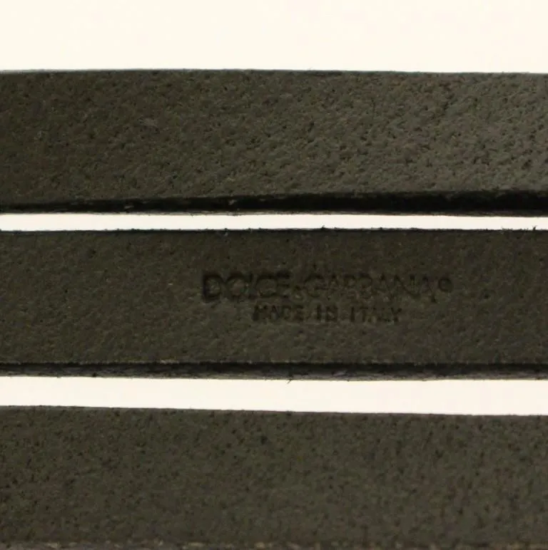 Gray Leather Logo Belt