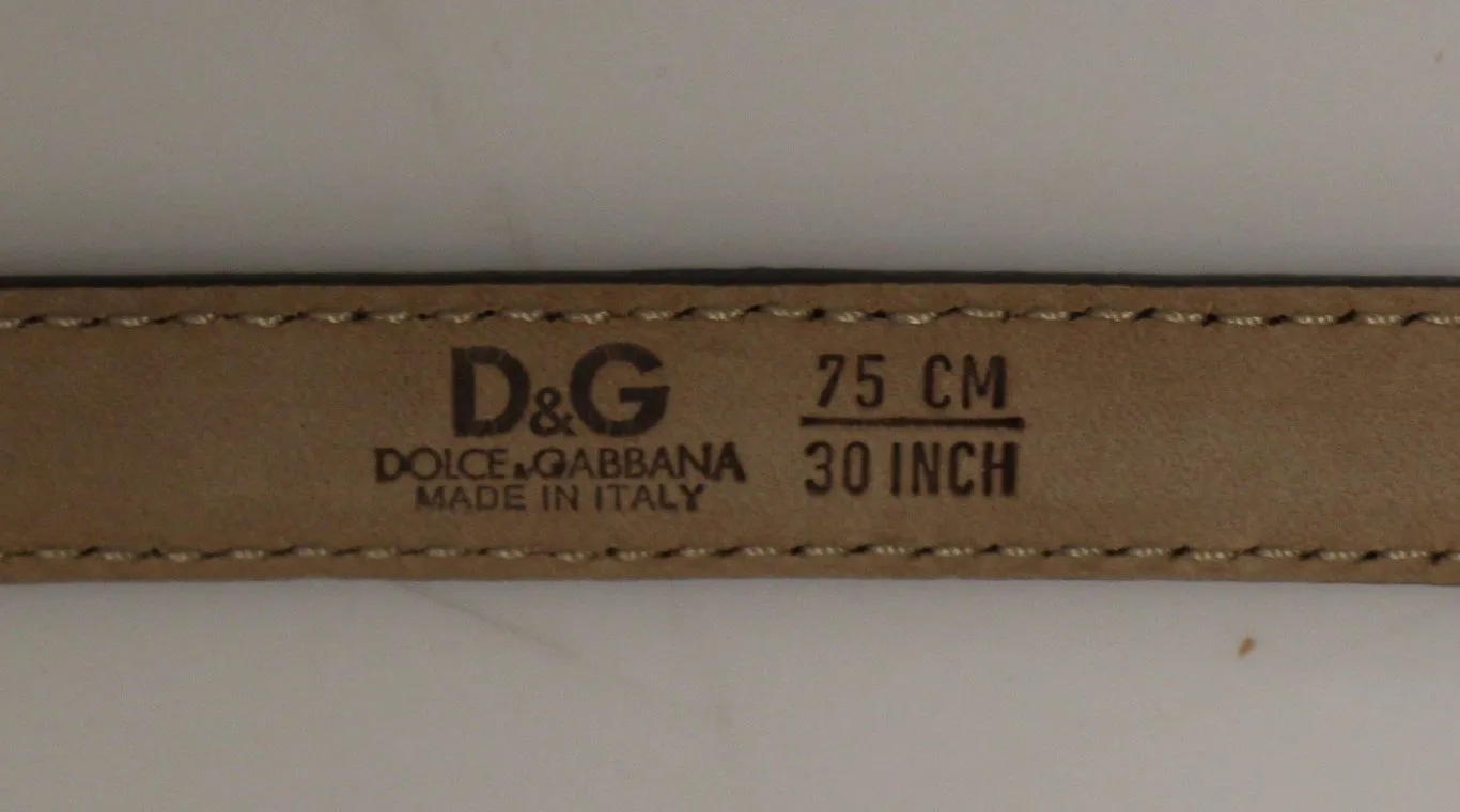 Gray Leather Logo Belt