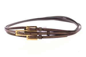 Gray Leather Logo Belt