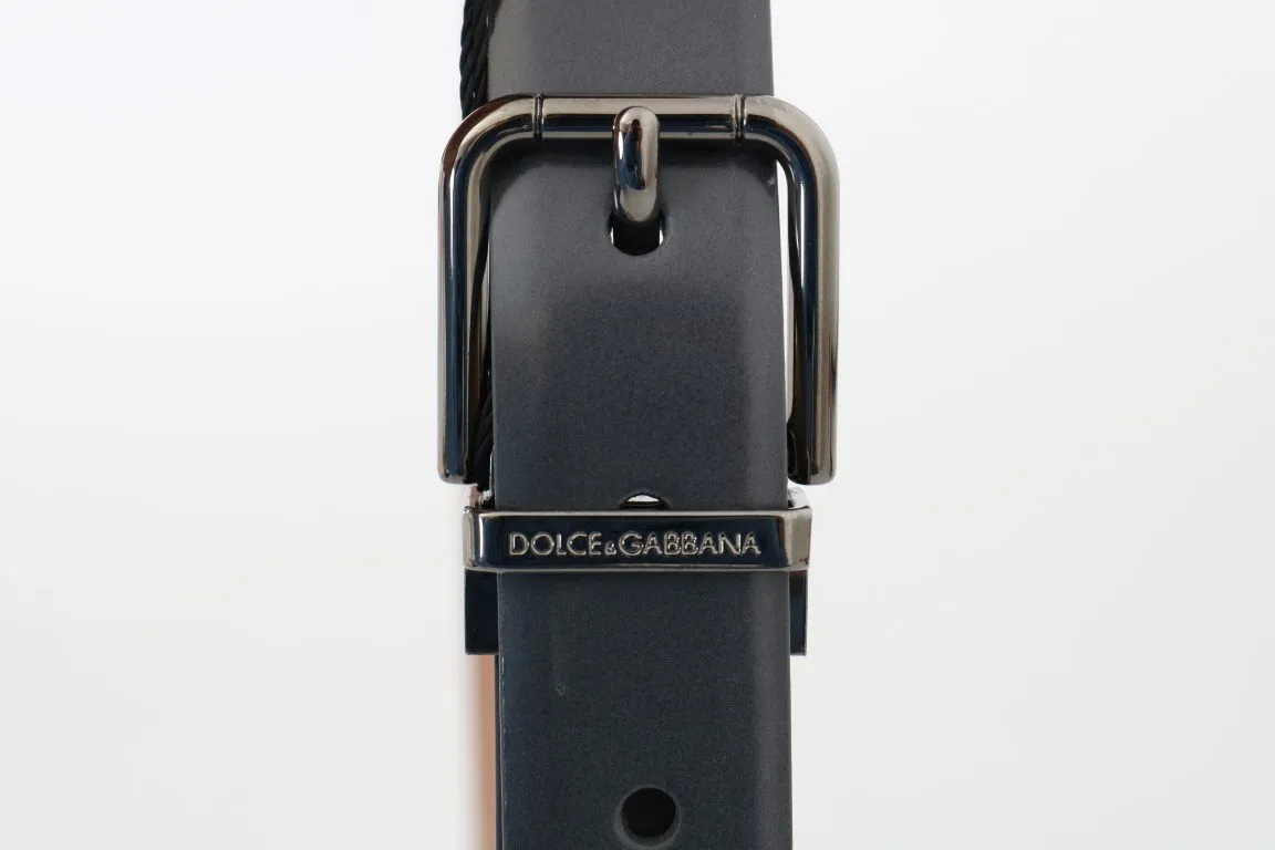 Gray Leather Silver Buckle Belt