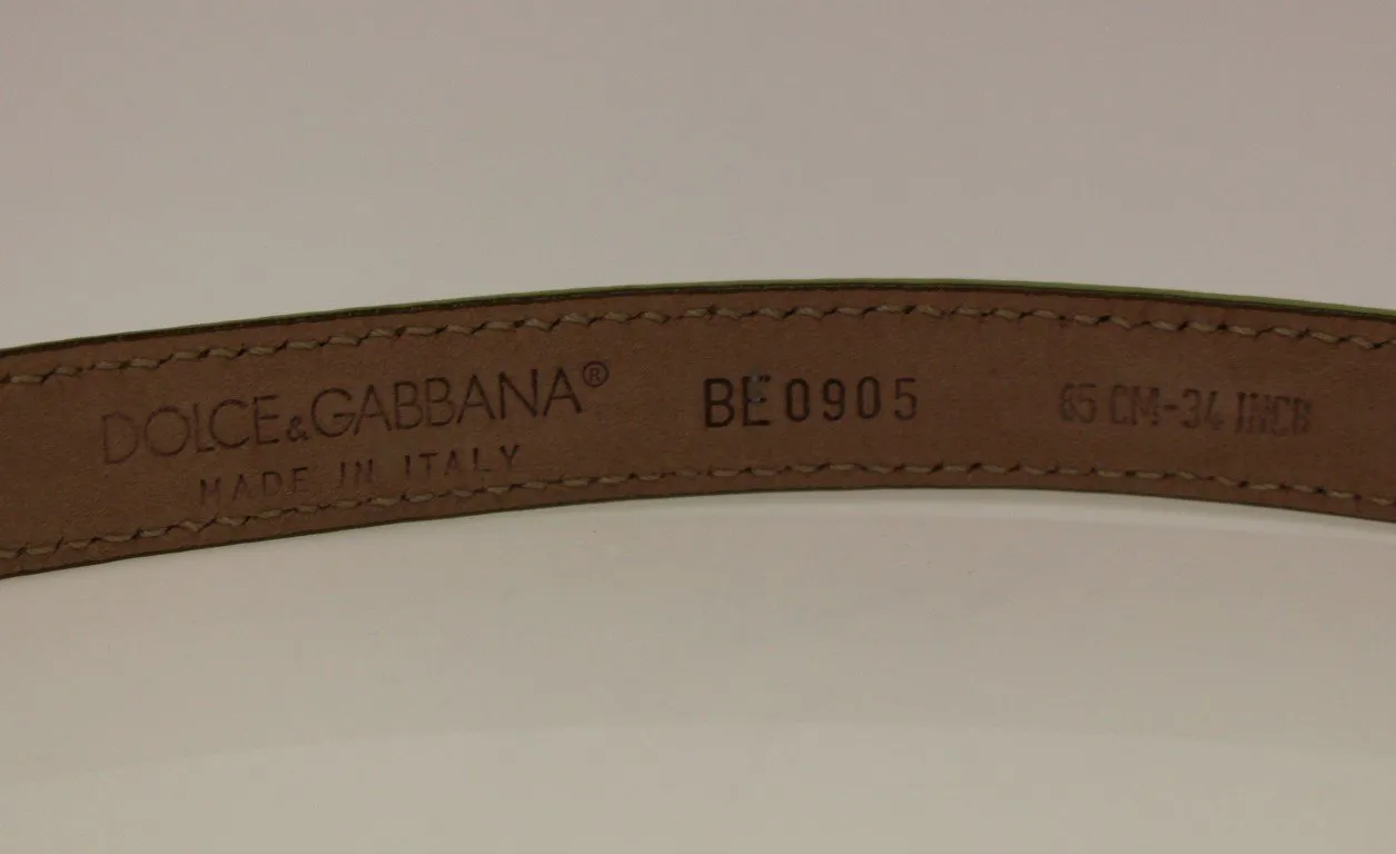 Green Leather Logo Heart Belt