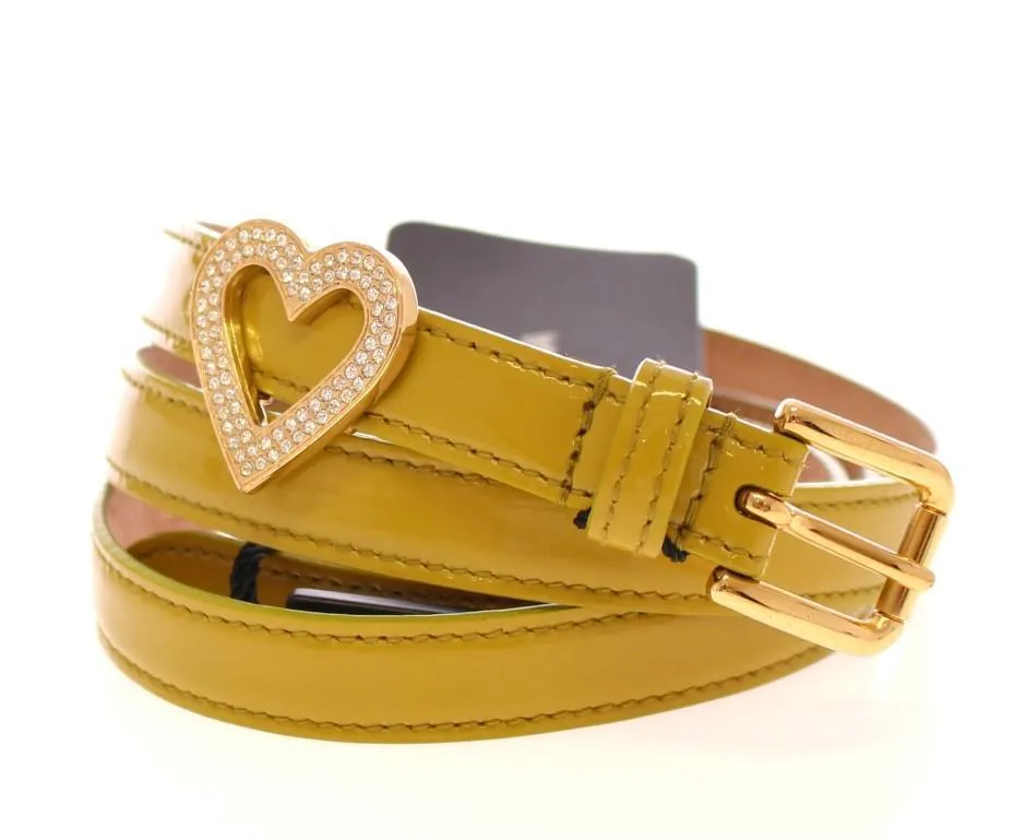 Green Leather Logo Heart Belt