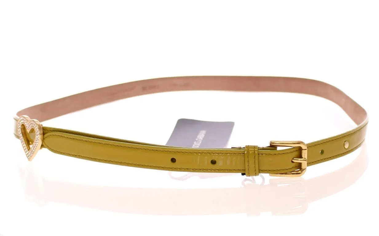 Green Leather Logo Heart Belt