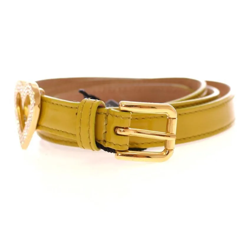 Green Leather Logo Heart Belt