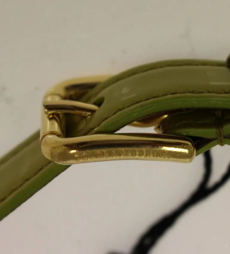 Green Leather Logo Heart Belt