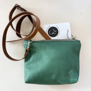 Green Lily Purse with Leather Strap