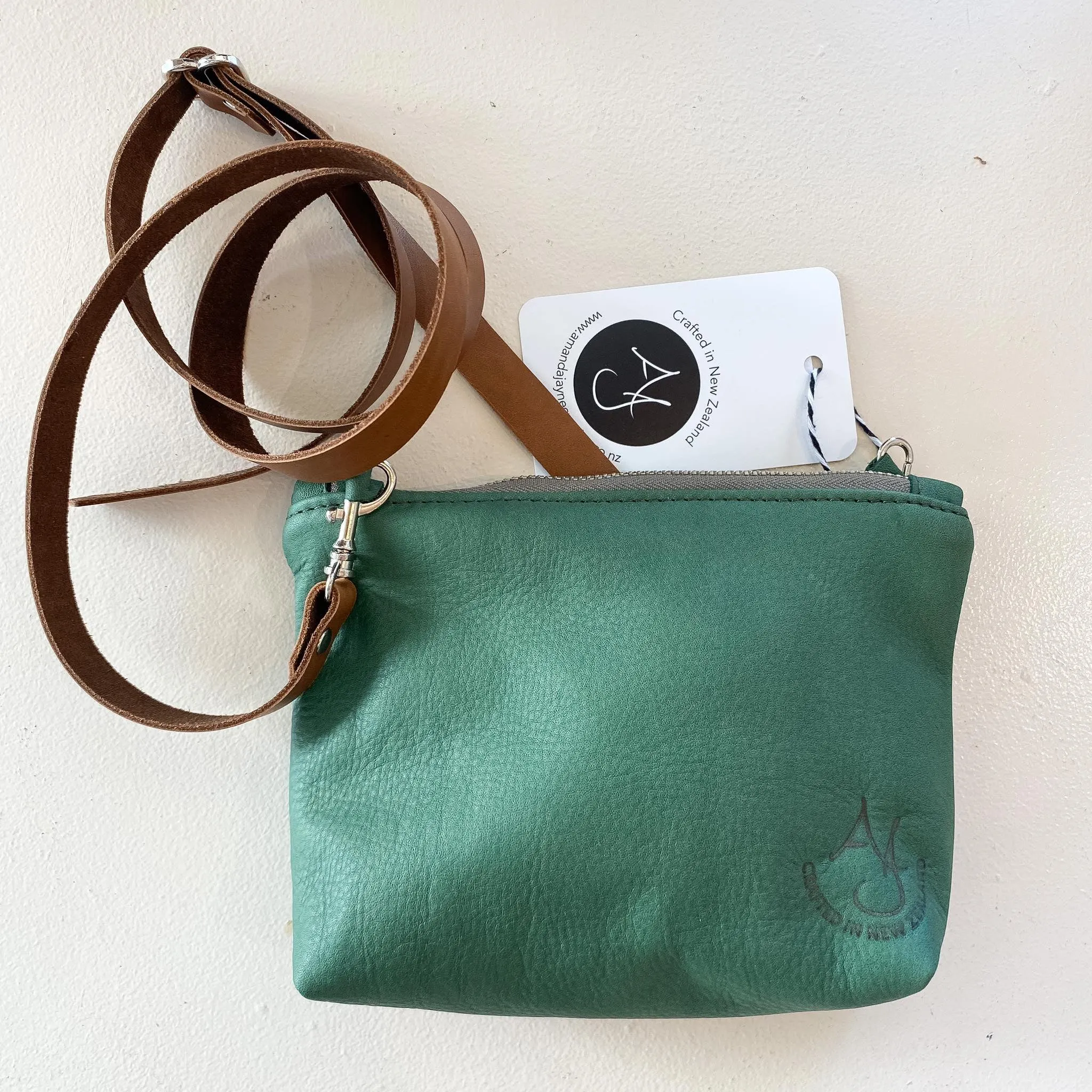 Green Lily Purse with Leather Strap