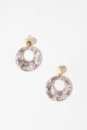 Grey Gold Resin Drop Earrings - Lorena