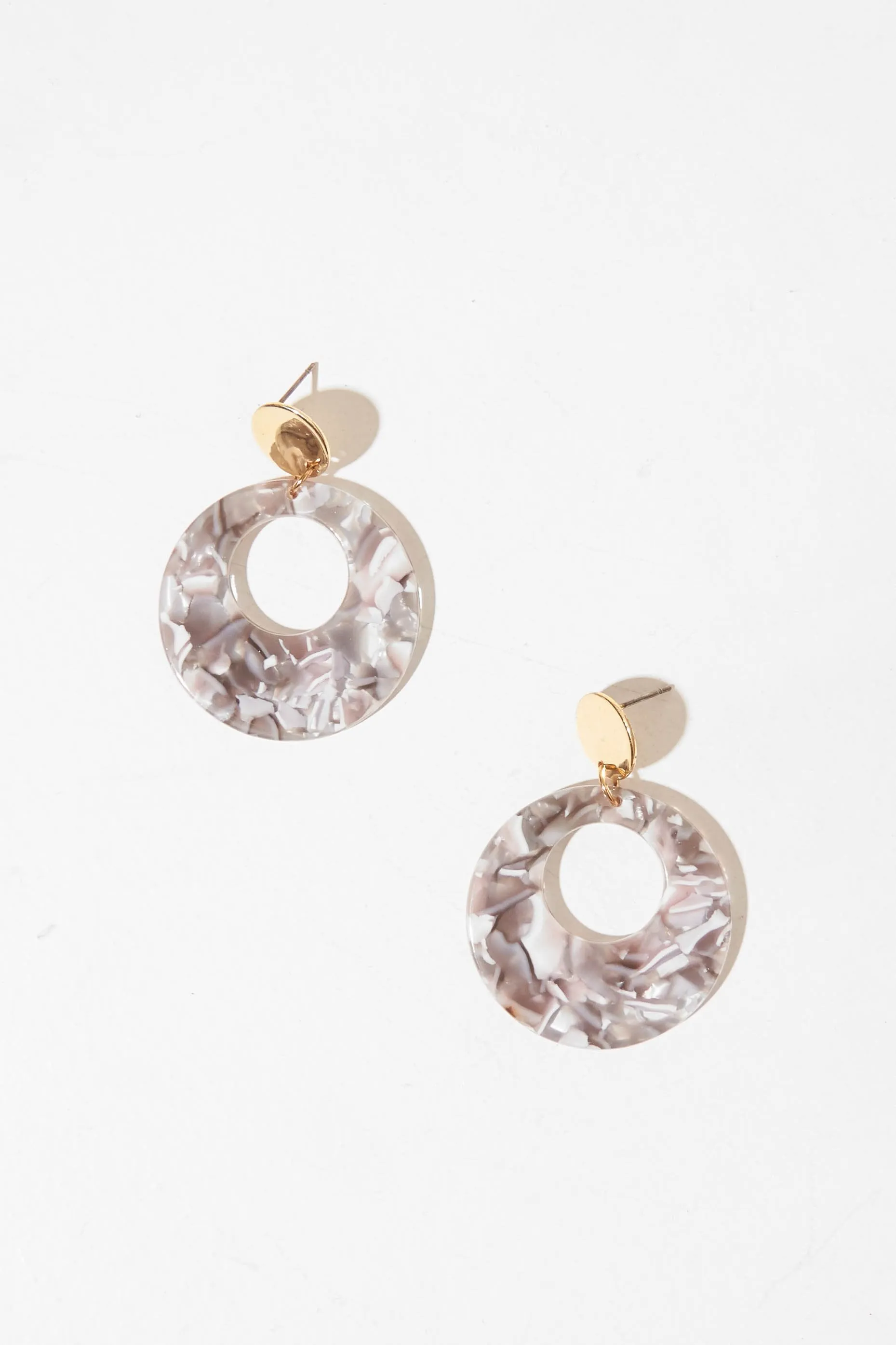 Grey Gold Resin Drop Earrings - Lorena