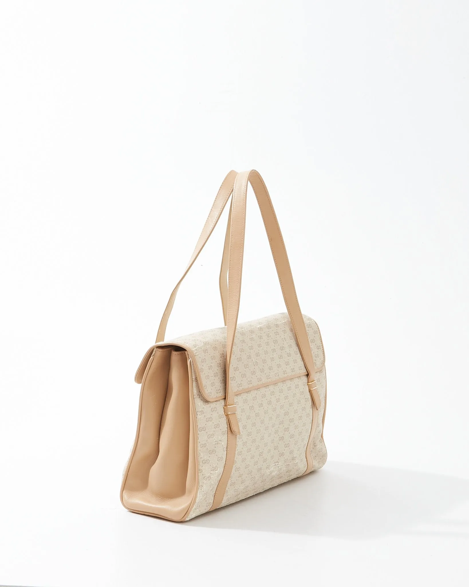 Gucci Beige Canvas Micro GG Vintage Top Handle Bag