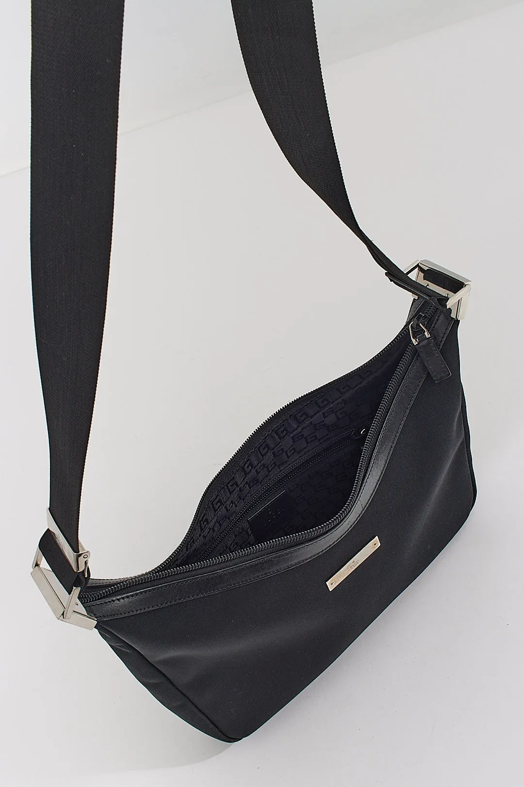 Gucci Black Canvas Convertible Shoulder Bag