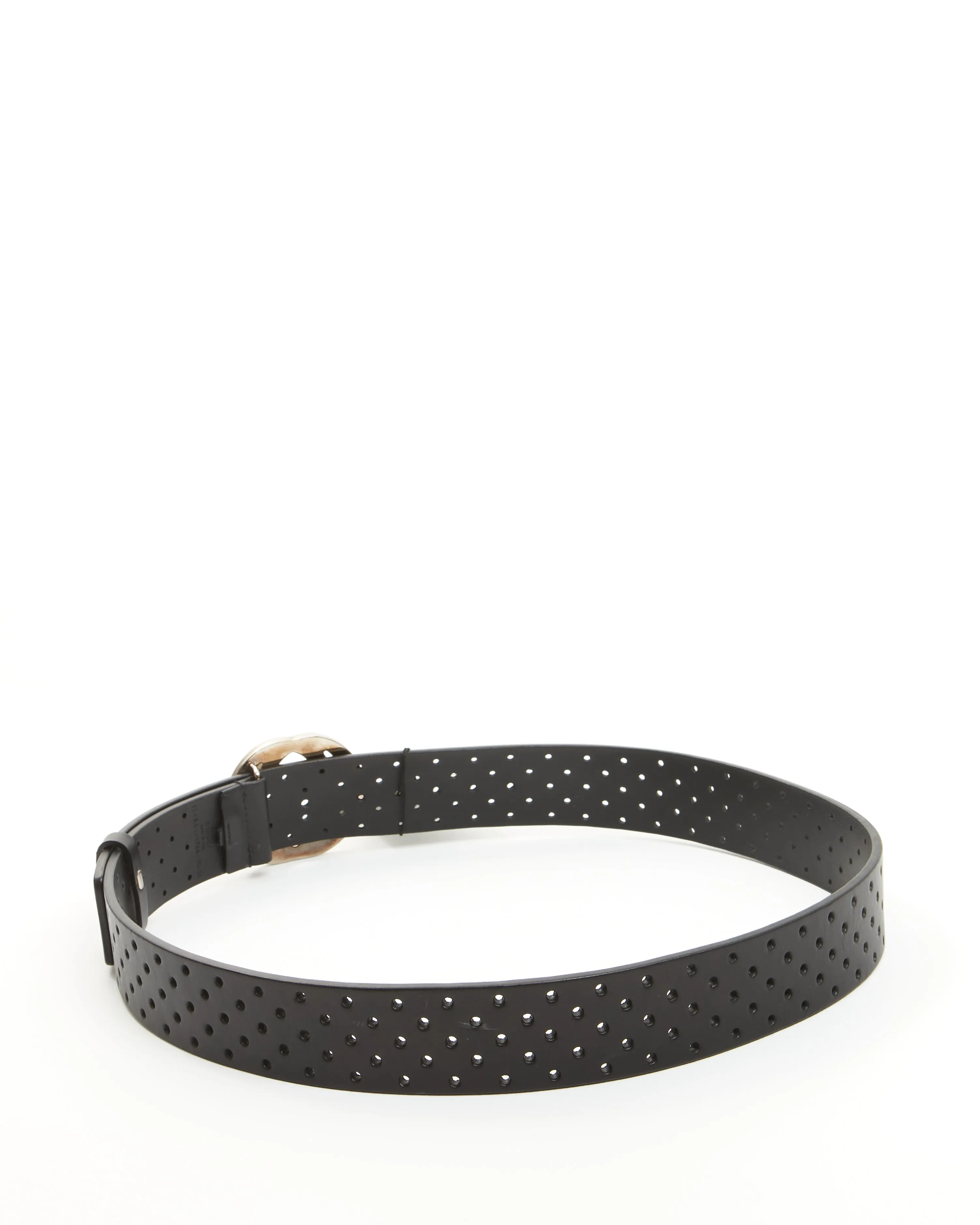 Gucci Black Perforated Leather GG Belt - 90/36