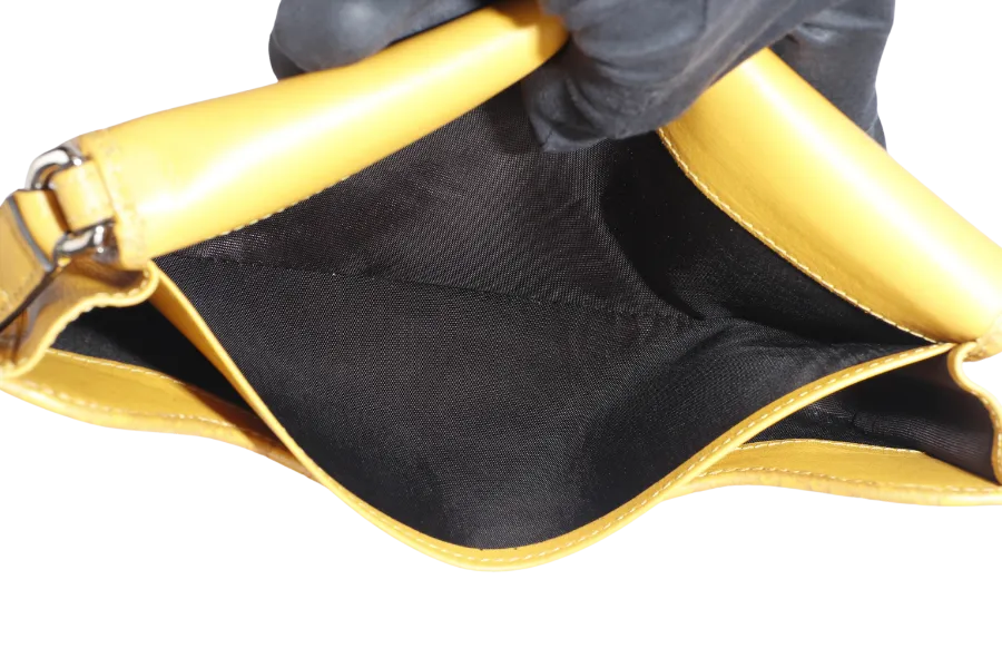 GUCCI GUCCISSIMA TRAVEL CASE (309651) MUSTARD YELLOW AND ORANGE INSERT CALFSKIN LEATHER SILVER HARDWARE WITH BOX