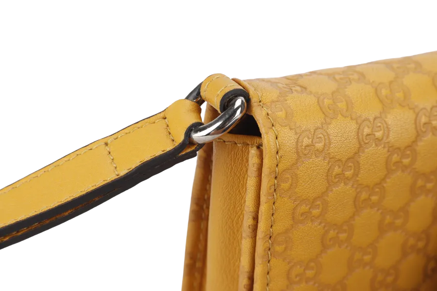 GUCCI GUCCISSIMA TRAVEL CASE (309651) MUSTARD YELLOW AND ORANGE INSERT CALFSKIN LEATHER SILVER HARDWARE WITH BOX