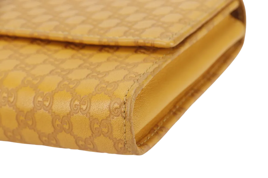 GUCCI GUCCISSIMA TRAVEL CASE (309651) MUSTARD YELLOW AND ORANGE INSERT CALFSKIN LEATHER SILVER HARDWARE WITH BOX