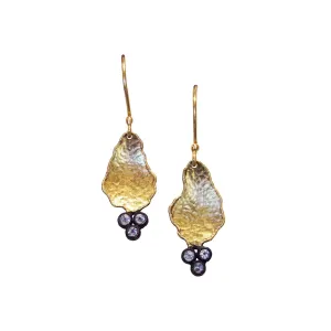 Hammered Gold Tear Drop Diamond Earrings