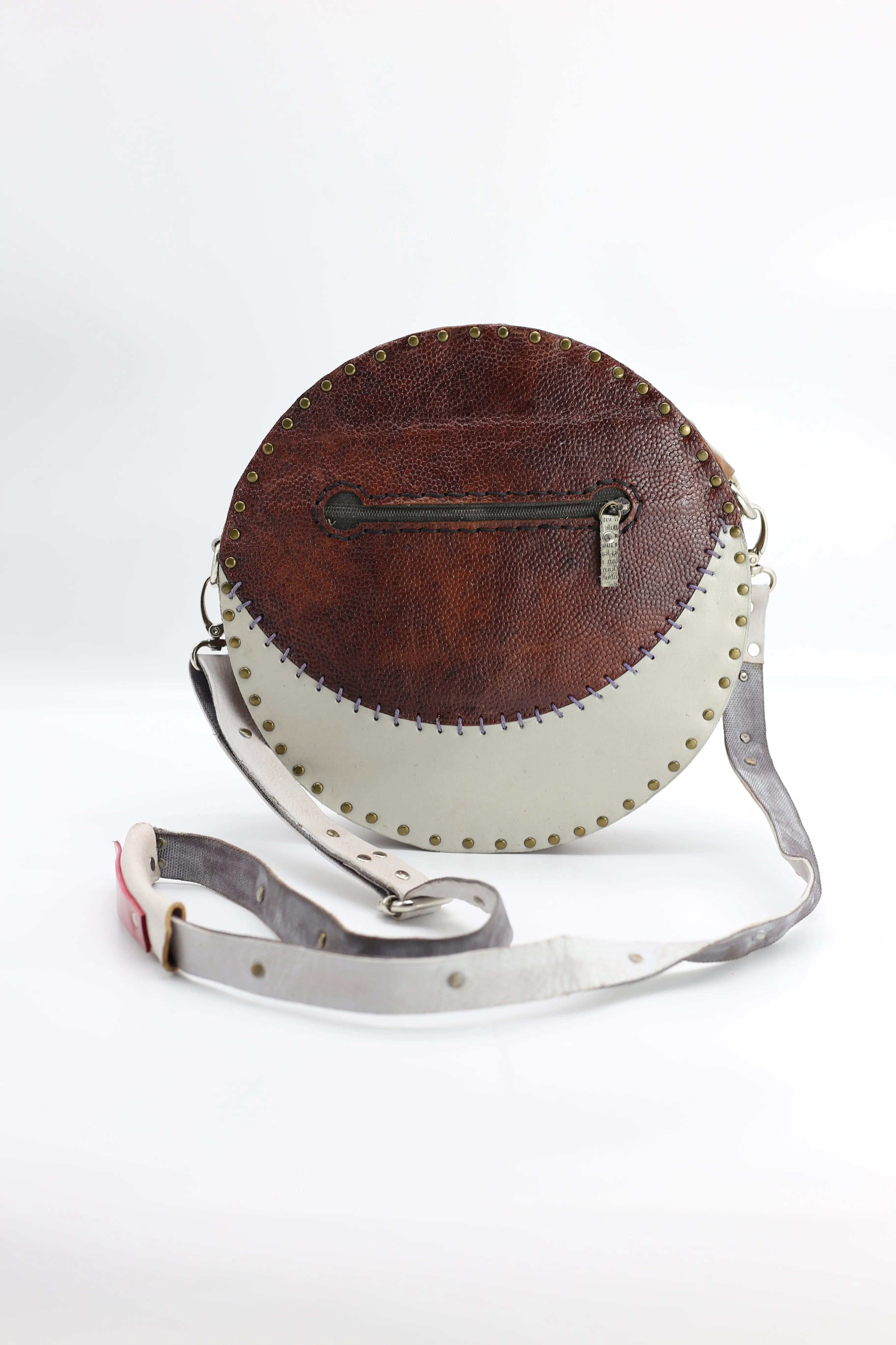 Hand Crafted Moon Cross Body Bag From Recycled Leather