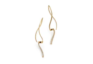 Hand forged 18 carat gold pave set earrings