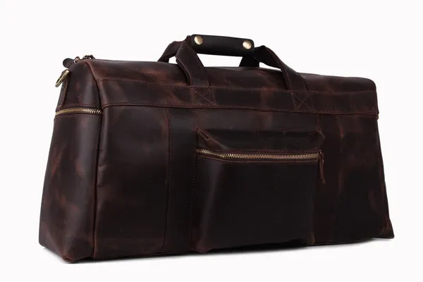 Handmade Full Grain Leather Duffle Bag, Travel Bag, Overnight Bag