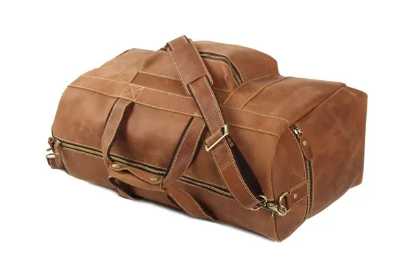 Handmade Full Grain Leather Duffle Bag, Travel Bag, Overnight Bag