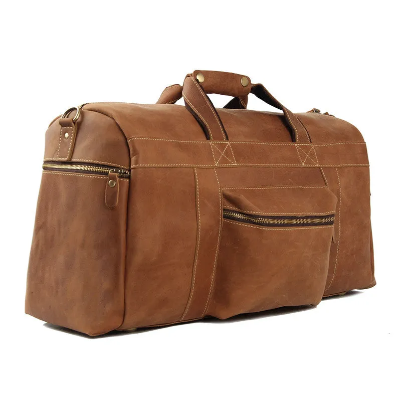 Handmade Full Grain Leather Duffle Bag, Travel Bag, Overnight Bag