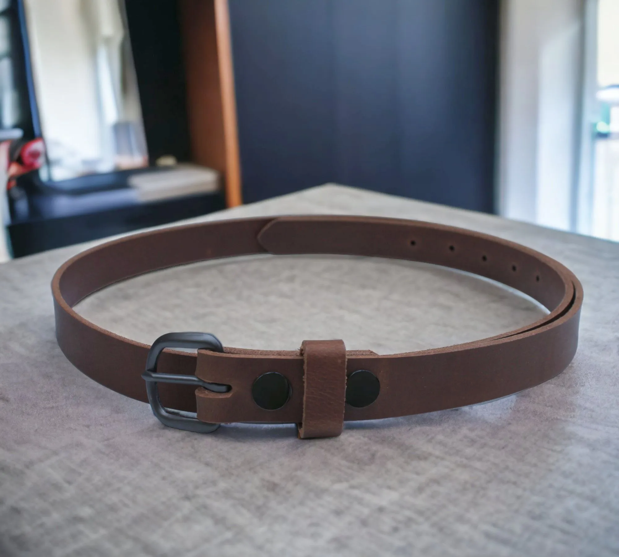 Handmade Men's Solid Leather Belt - 1 Inch, Sizes 60-64
