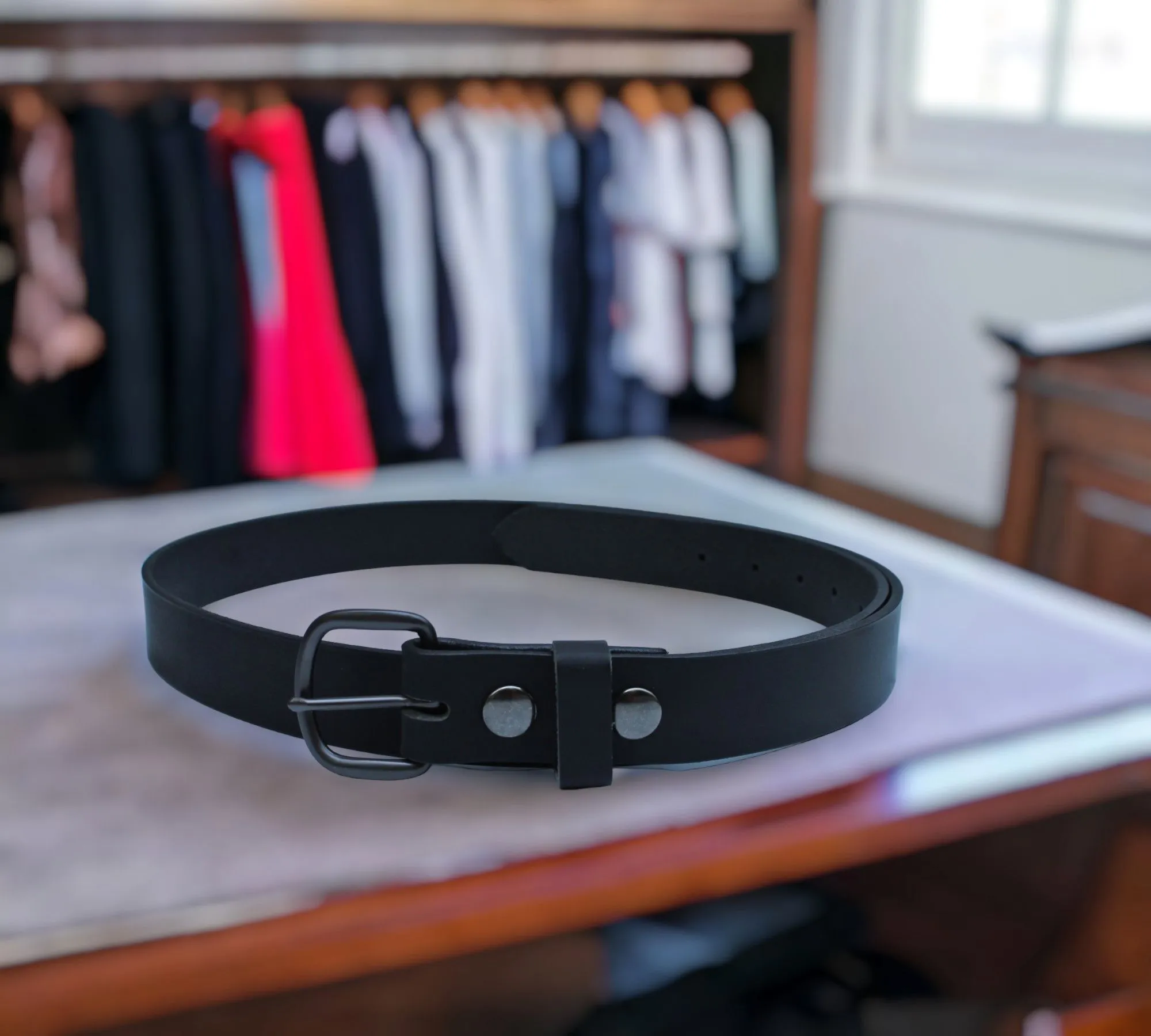 Handmade Men's Solid Leather Belts - 1 1/4 Inch, Sizes 60-64