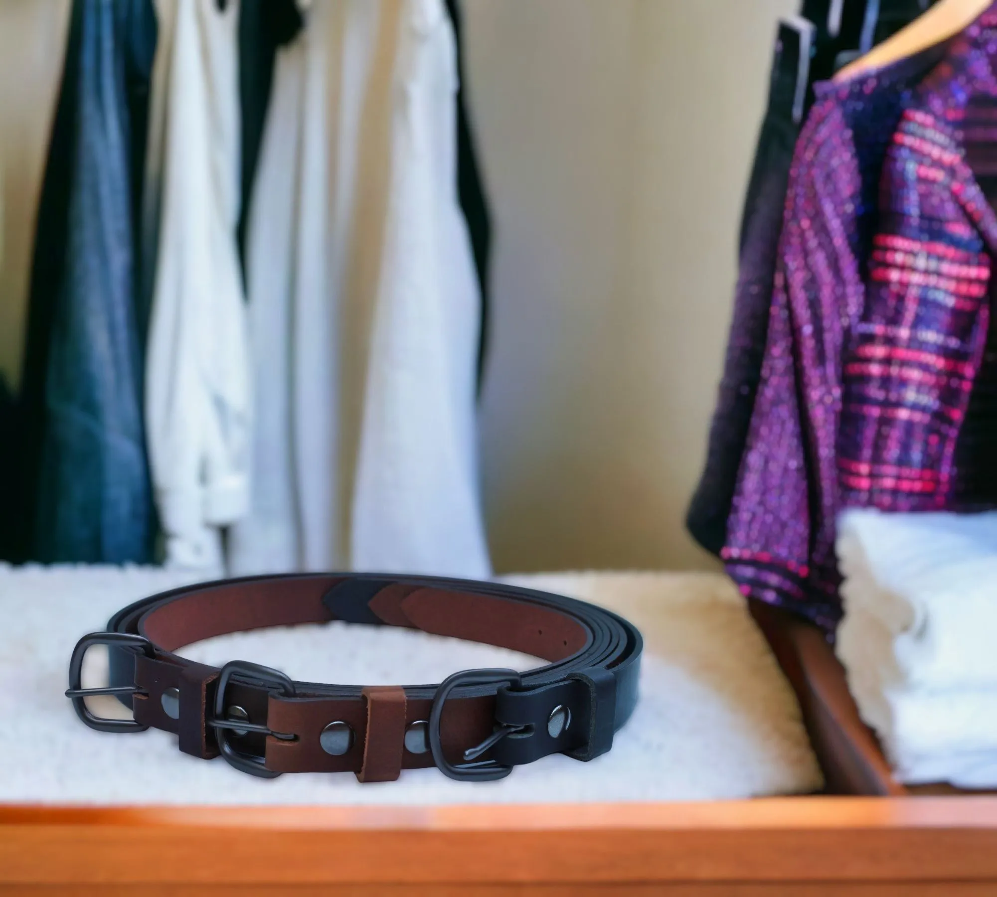 Handmade Men's Solid Leather Belts - 1 1/4 Inch, Sizes 60-64