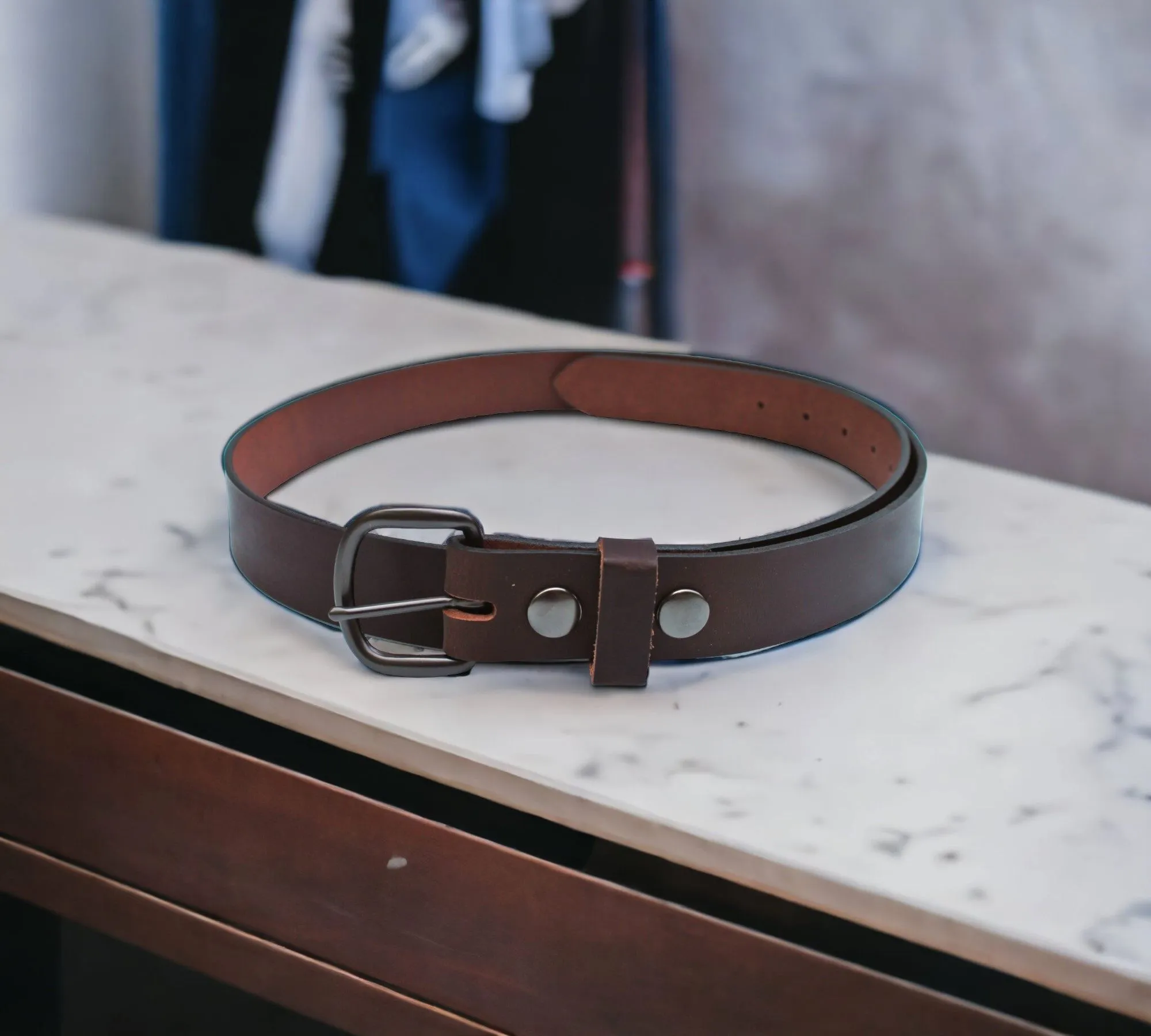 Handmade Men's Solid Leather Belts - 1 1/4 Inch, Sizes 60-64