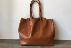 Handmade Vintage Leather Oversize Tote Bag Shoulder Bag Handbag For Women