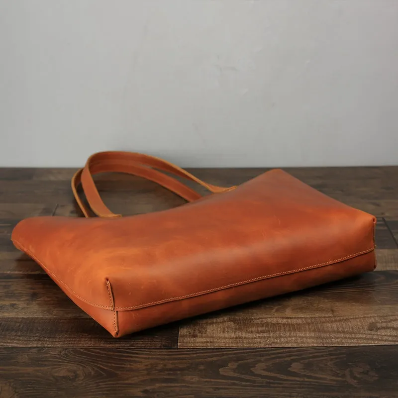 Handmade Women Leather Tote Bag, Vintage Shoulder Bag, Shopper Bag