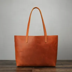 Handmade Women Leather Tote Bag, Vintage Shoulder Bag, Shopper Bag