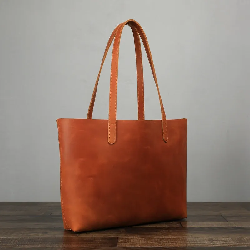 Handmade Women Leather Tote Bag, Vintage Shoulder Bag, Shopper Bag